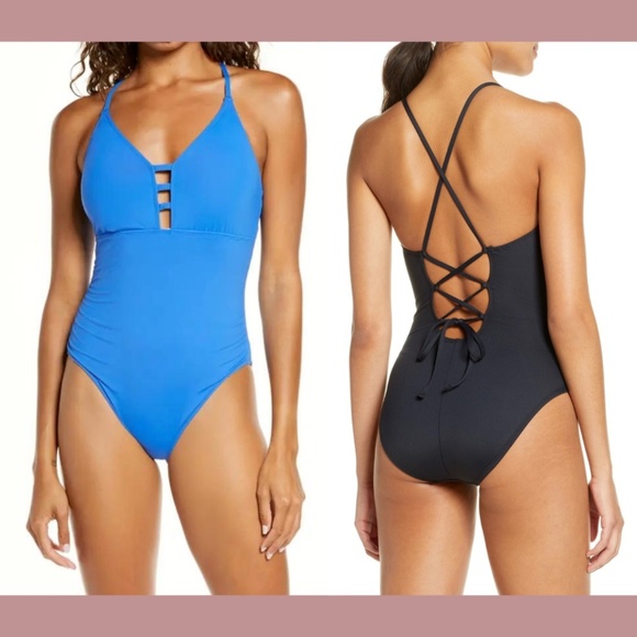 NEW LA BLANCA‎ [ 8 ] Laddered Mio One-piece Swimsuit In China Blue - Picture 1 of 11